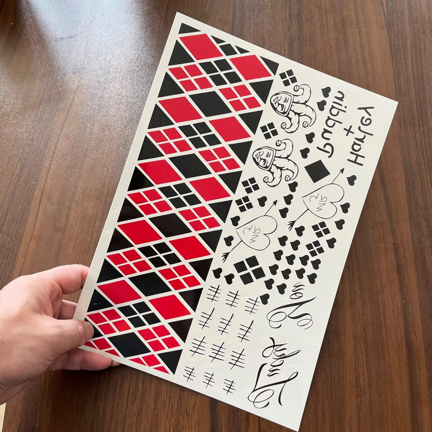 6 Sheets PADOUN HQ & Joker Temporary Tattoo Stickers, Fake Joker Temporary Tattoo Stickers and Suicide Squad Harley Quinn Tattoos Full Body Bundle for Costume Cosplay Party Accessory image number 4