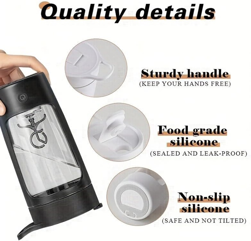 Electric Protein Shaker Bottle, 650Ml Portable Mixer Cup/Usb Rechargeable Shaker Cups for Shakes and Meal Replacements (Black) image number 4
