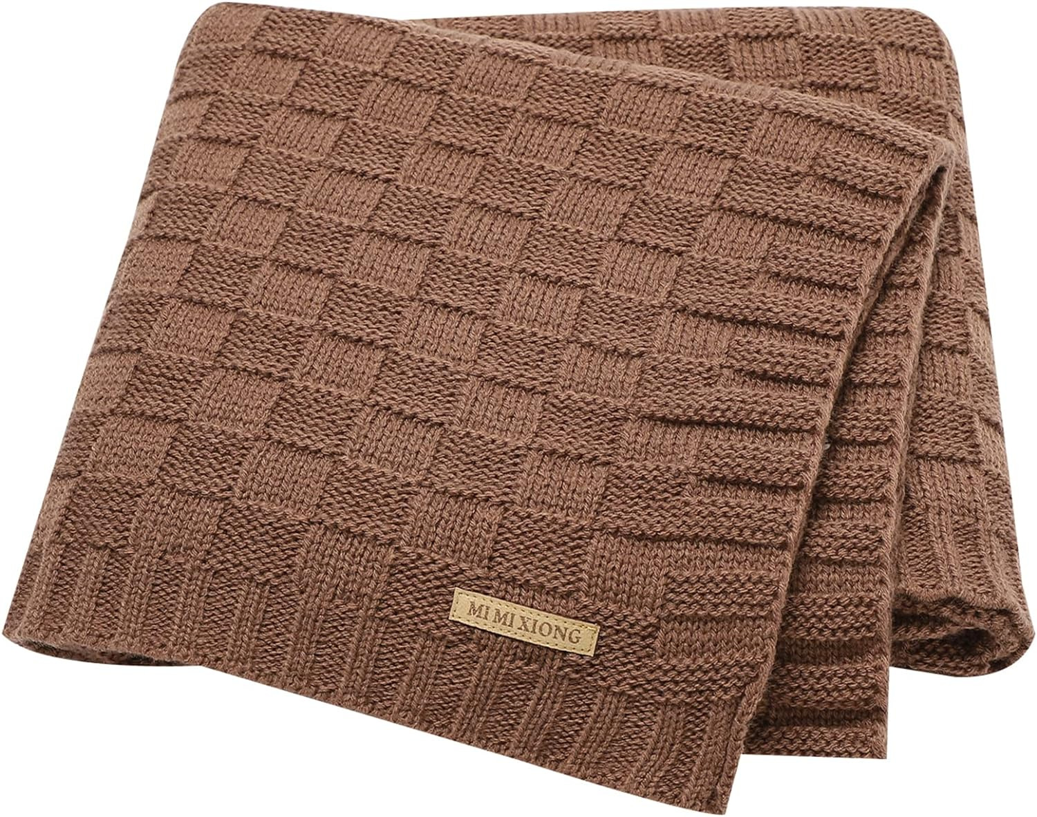 LAWKUL Baby Blankets Knit Cable Babe Blanket Soft Airy Newborn Infant Receiving Swaddling Brown Neutral Crib Stroller 40"X30"