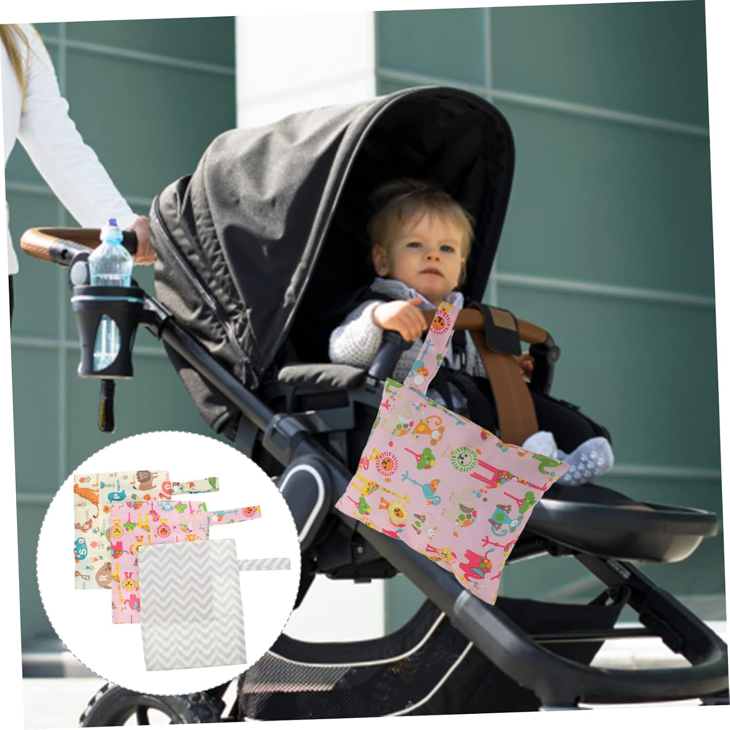 Vaguelly 3Pcs Diaper Storage Bag Nappy Bag Organiser Travel Pouch for Diapers Toiletries image number 3