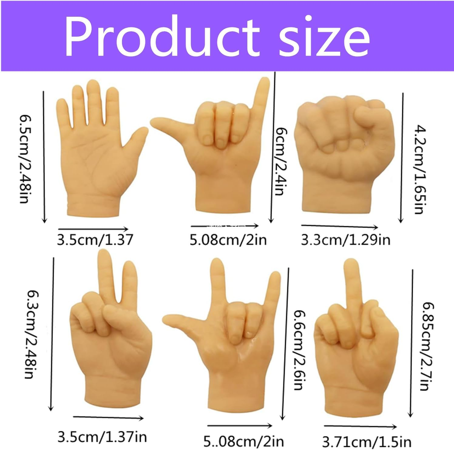 Coehaopike 6PCS Tiny Hands for Cats, Funny Little Hands for Cats, Rubber Finger Puppets for Cat Paws, Little Hands for Fingers, Stretchable Mini Hands for Cats, Cat Interactive Toy image number 2