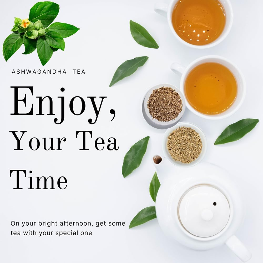 Ashwagandha Root Loose Leaf Tea 100 G | Withania Somnifera for Herbal Tea | Naturally Dried Ashwagandha Herb (Indian Ginseng) | Ideal Particle Size for Brewing Tea by Hebhac Herbals image number 1
