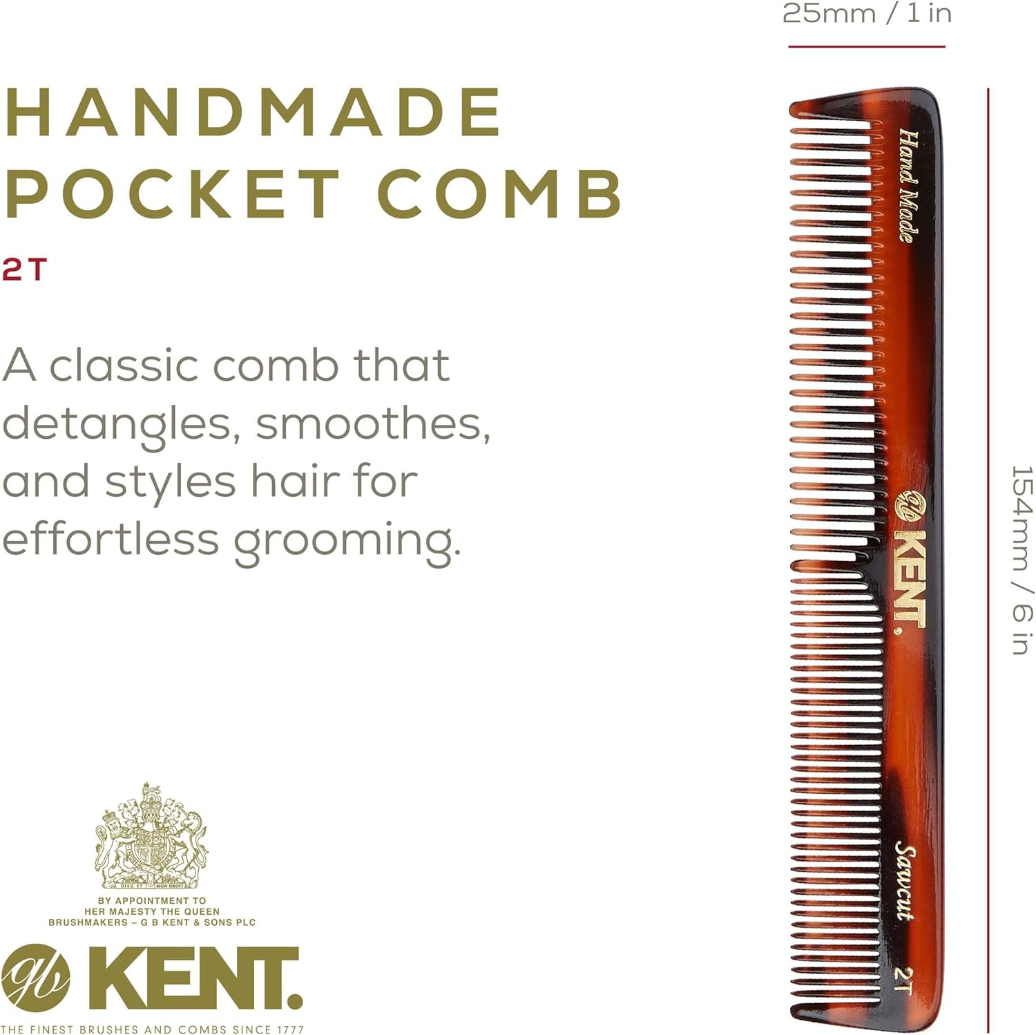 Kent Pocket Hair Comb, 154 Mm Length image number 3