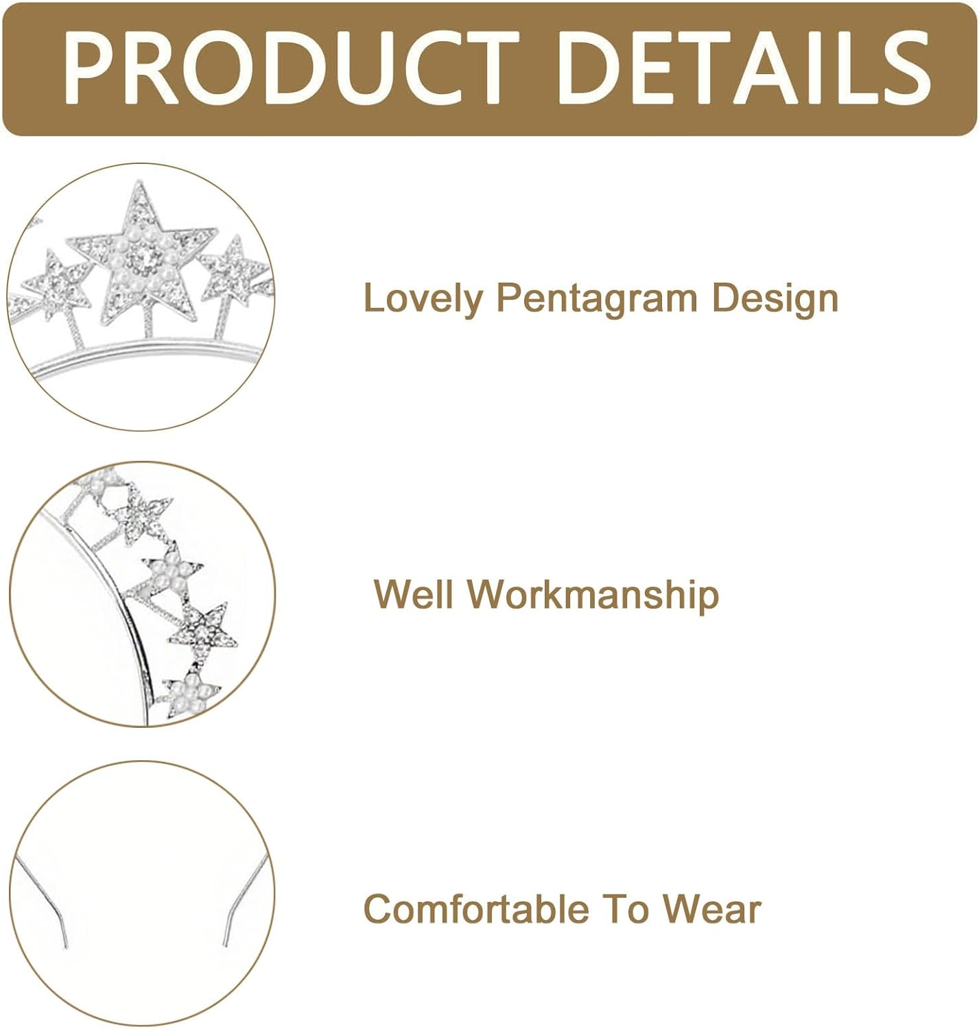 Silver Stars Headband, Stars Headband with Face Tattoo, Star Headpiece for Women and Girls, Glitter Hair Band, Temporary Tattoos Stickers, Glitter Hair Accessories for Carnival Party Halloween image number 1