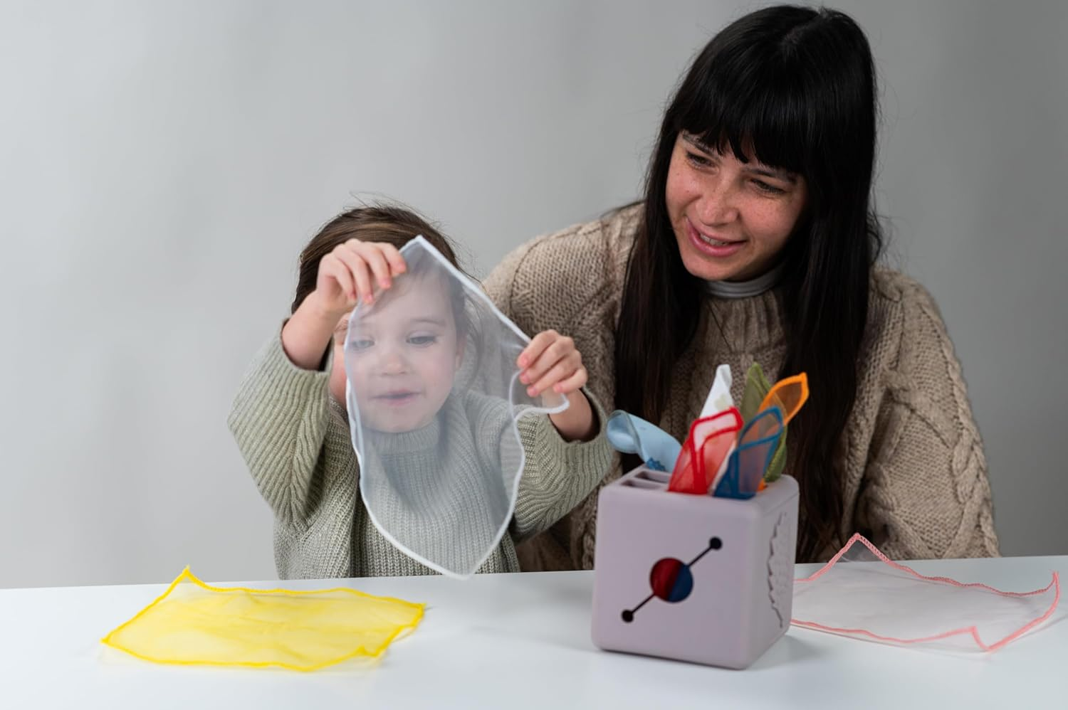 Taf Toys Baby Tissue Box Montessori Toy for Babies - Sensory & Motor Skills Development Silicone Box with 10 Fabric Tissues, Pop-Up Bunny, Toys for 1 Year Old Boy Girl Preschool Toy image number 4