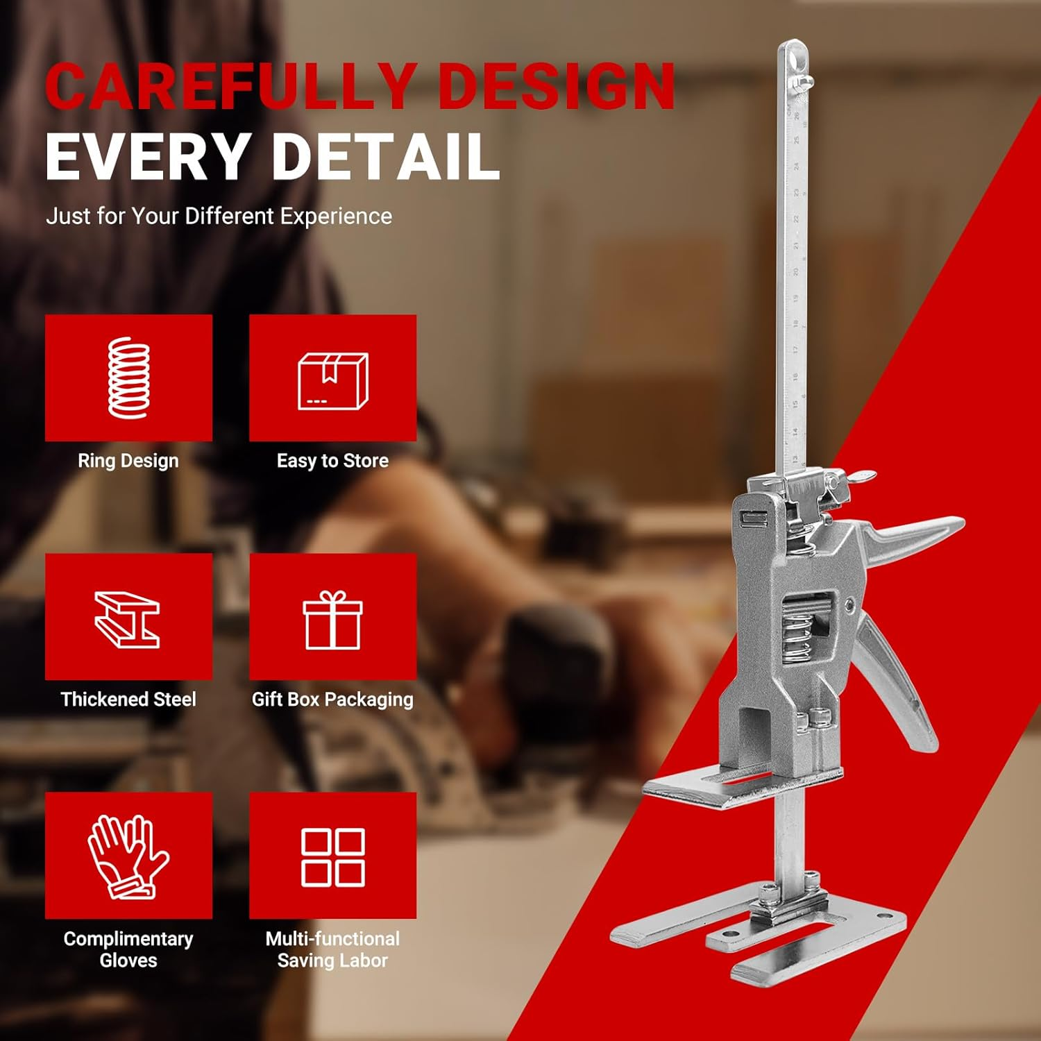 Labor Saving Arm Jack, 2 Pack Furniture Jack Multi-Function Height Adjustable Labor Saving Handle, Stainless Steel Hand Jack Lift Tool image number 3