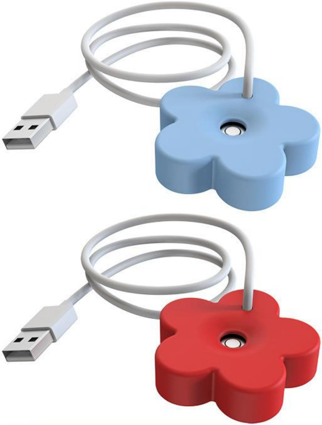 USB Mini Flower Humidifier, Portable Personal Air Humidifier Mist Machine Fog Maker for Home Bedroom Office Desktop (Flower-Blue+Red)