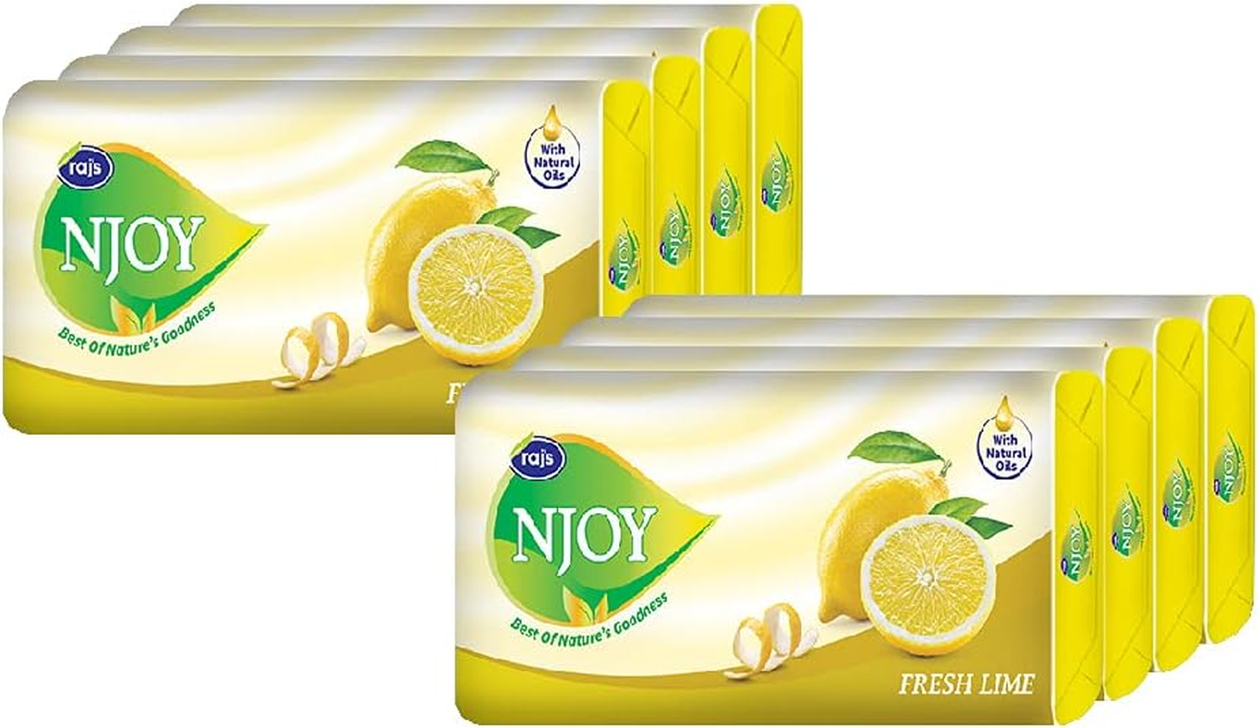 Raj Njoy Bathing Soap Fresh Lime (125G, Pack of 8) image number 4