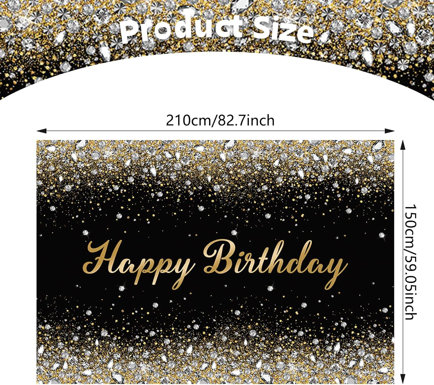 APROPHIC Birthday Banner Background 210 X 150 Cm Golden Birthday Photo Background Happy Birthday Banner Party Decoration Girls Boys Happy Birthday Decoration