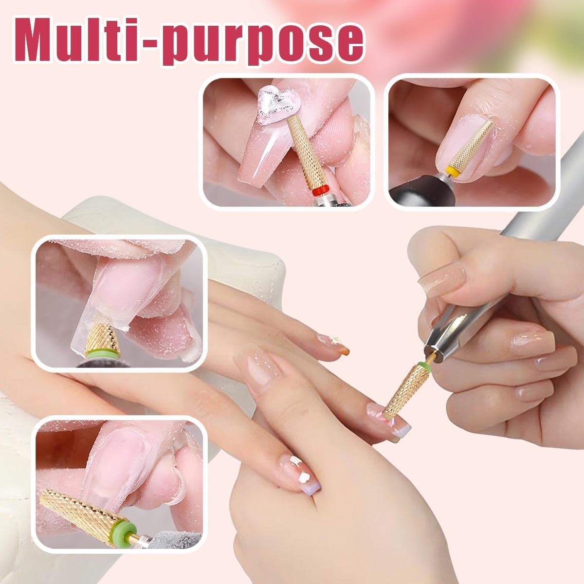 Evponk 4 Pcs Long Nail Drill Bits Set, Professional 3/32" Tungsten Steel Alloy Nail File Bits (M, C, F, XF) for Manicure, Pedicure, Salon & Home Use image number 1