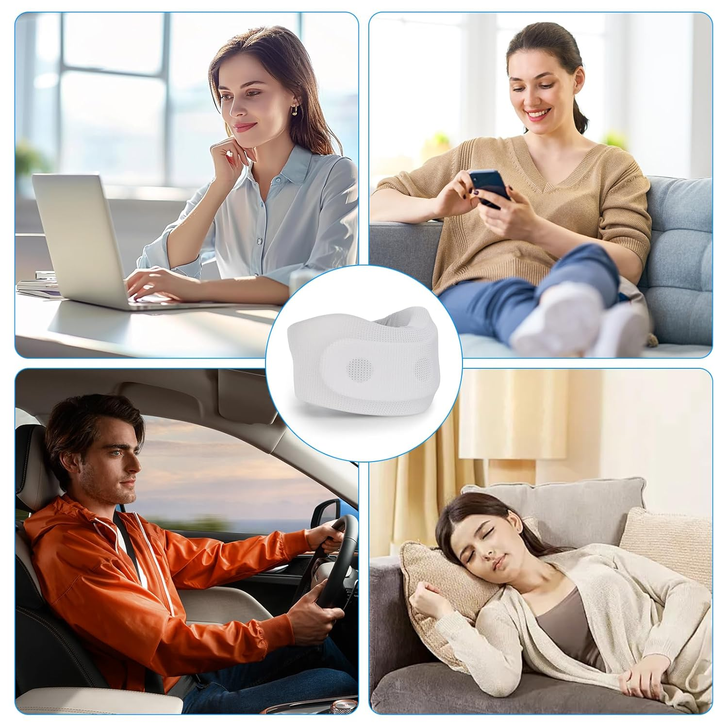 Neck Brace Cervical Collar, Neck Support Brace for Sleeping, Soft Foam Wraps Keep Vertebrae Stable and Aligned for Relief of Cervical Spine Pressure for Women & Men（Grey） image number 6