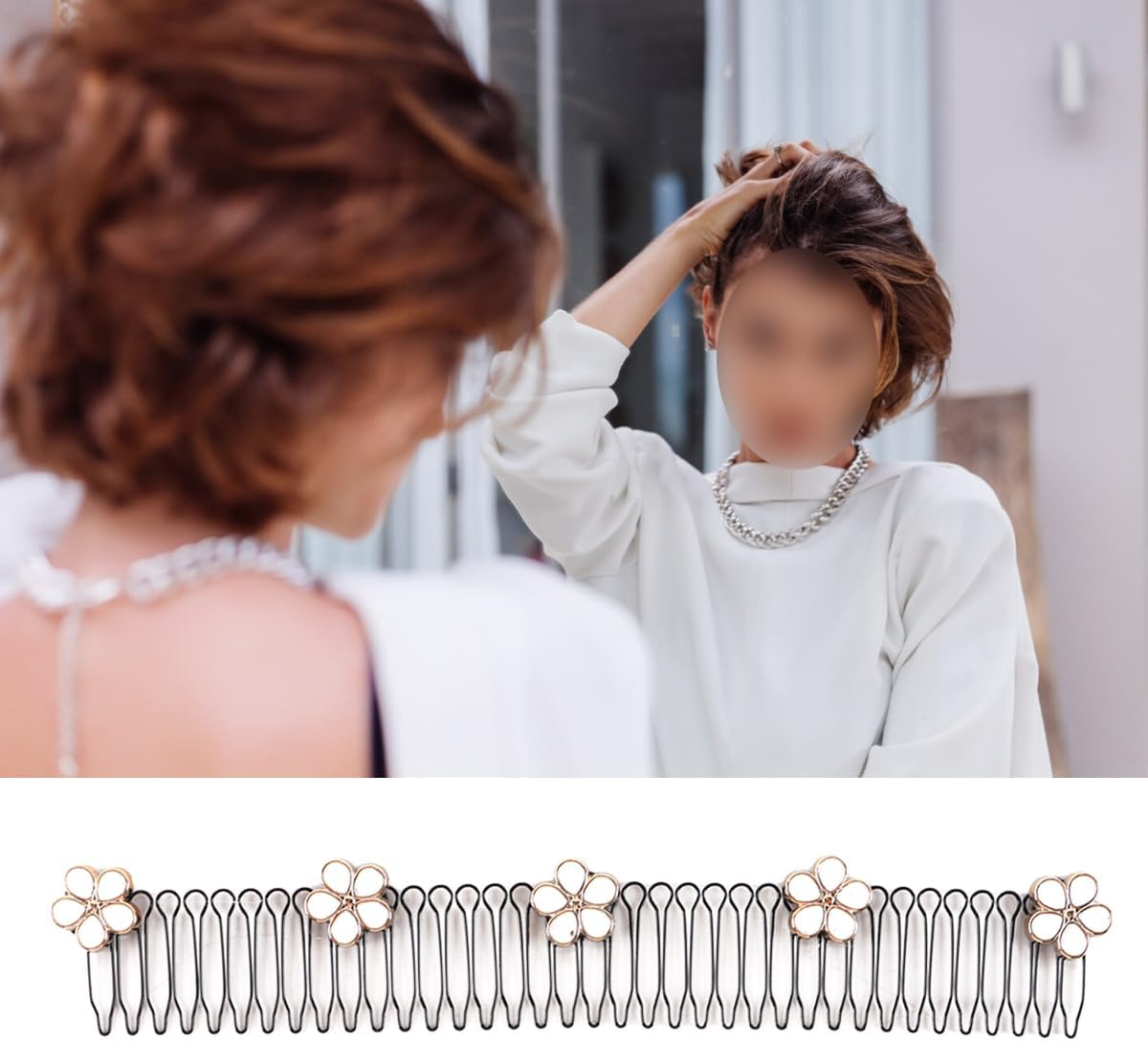 Hoite U Shaped Hair Styling Comb Tool Retractable Invisible Clips for Women Girls Vintage Asian Style Engraved Metal Brown Fit All Hair Types image number 4