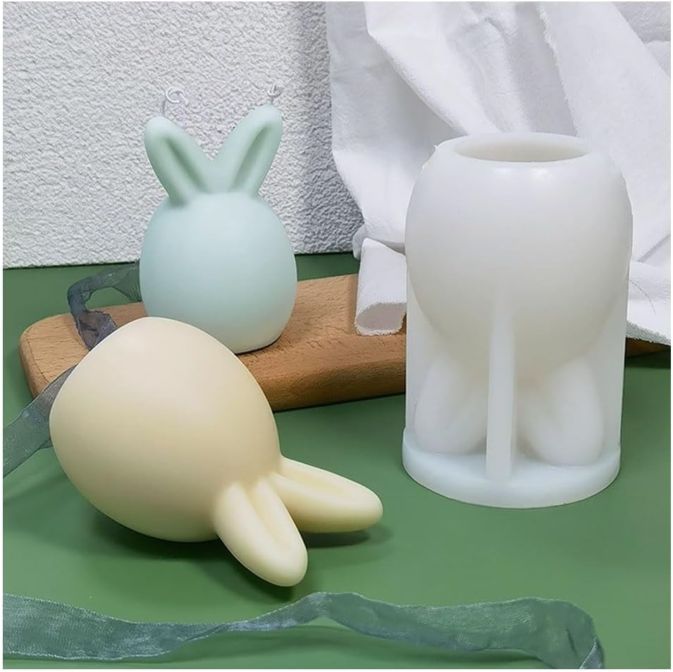 2 Pcs Rabbit Candle Mould,Easter Rabbit & Soap Silicone Mold,Bunny for Cake Decorating,Easter Decorating,Candle Crafts,Clay Art Craft Home Decor image number 2