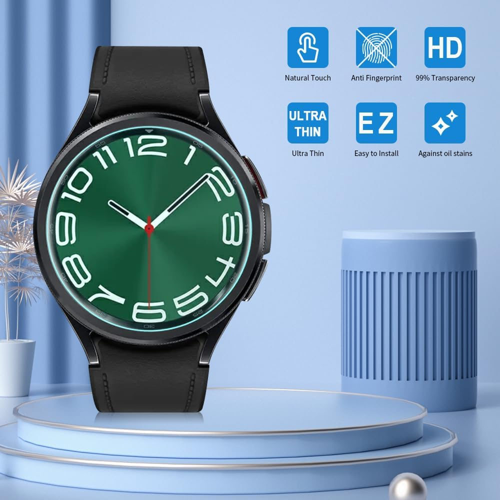 Duttek Tempered Glass Screen Protector Compatible with Samsung Galaxy Watch 6 Classic 47Mm, Anti-Scratch 9H Ultra-Thin Protective Film Cover Glass Accessories for Samsung Watch 6 47Mm(2 Pack) image number 4