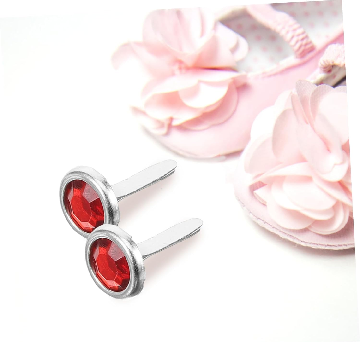 OSALADI 100Pcs Colorful round Rhinestone Brads for Boys and Girls DIY Crafts Red Metal Fasteners for Scrapbooking and Art Projects image number 3