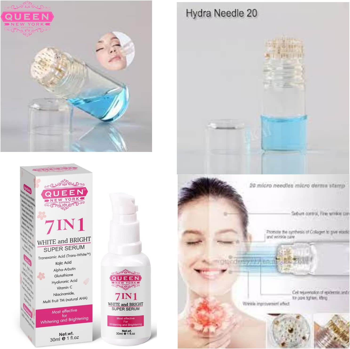 QUEEN 7In1 White Bright Super Serum-5% Tranexamic Acid,5% Kojic Acid,2% Alpha Arbutin-Dark Spot Remover Melasma Treatment anti Aging Vegan Cruelty Free-No FRAGRANCE (Pack of 1) image number 5