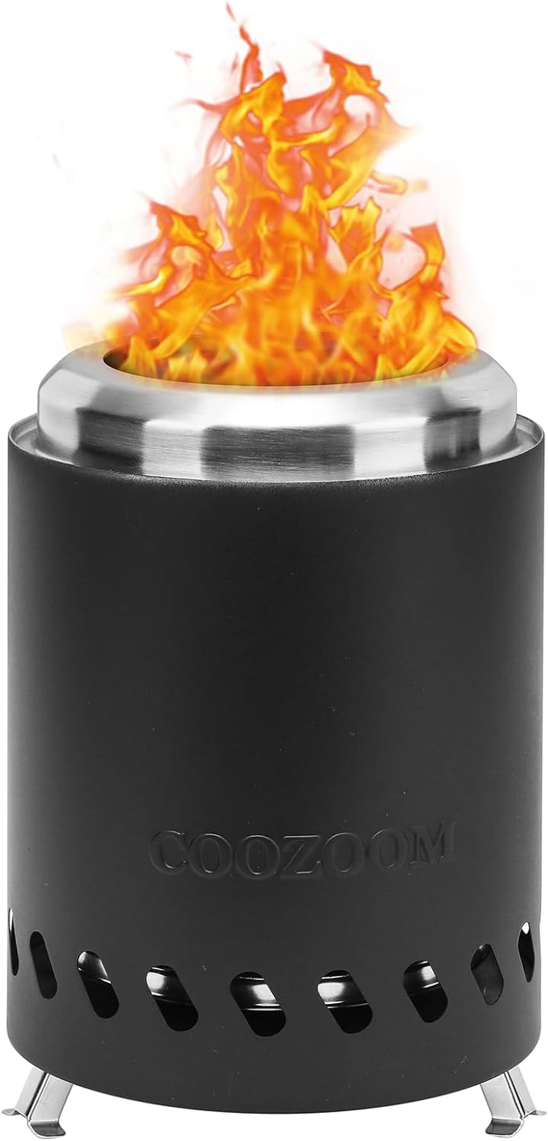 Portable Table Top Fire Pit: 5.5" Stainless Steel Mini Outdoor Stove with Stand, Low Smoke Burning Tabletop Firepit Fueled by Pellets or Wood, for Urban & Suburbs outside Camping Black image number 4