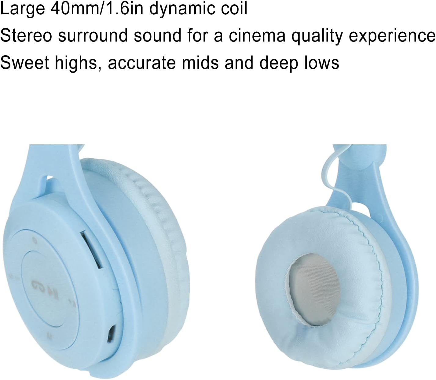 Annadue Wireless Headphones for Kids, Cute over Ear Bluetooth Headset with Deep Bass, Foldable Stereo Headset, Built in Mic, for Kids Girls Boys Adults (Blue)