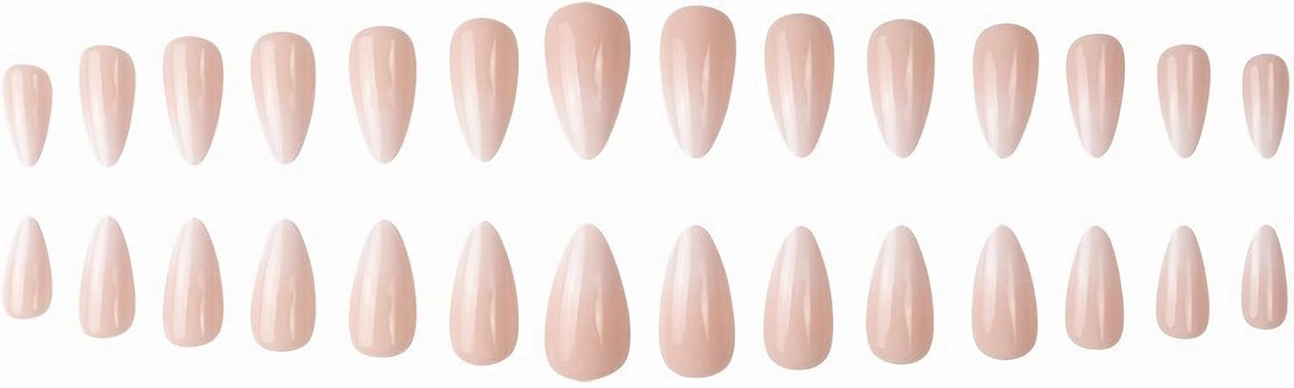 Press on Nails Medium Almond Fake Nails Gradient Nude Glue on Nails with Natural Design Glossy Full Cover False Nails Artificial Nails for Women image number 1