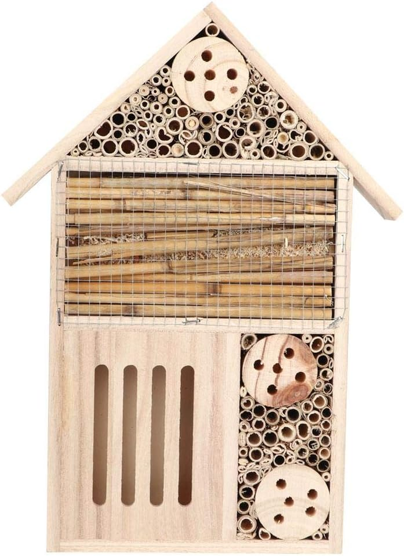 Wooden Insect House,Natural Candlenut Wood Hanging Insect Hotels Bug Room Shelter Nesting Box for Ladybugs, Bee, Butterfly, Beetle Outdoor Garden Decorative (3 Types)(1#)