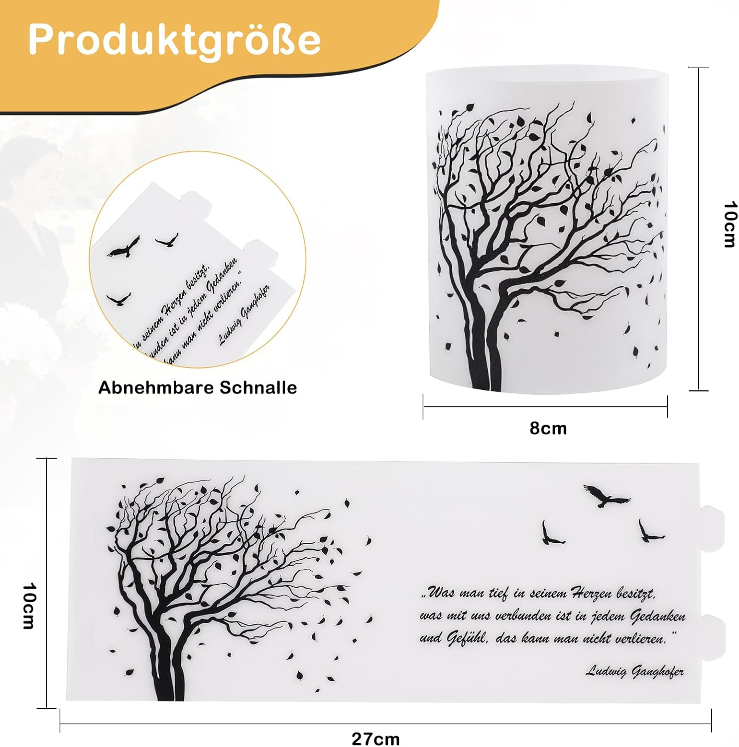 Table Decoration Funeral, Seutgjie Funeral Candles with Saying Black and White Mourning Lantern with Engraving for Tea Lights or Candles image number 3