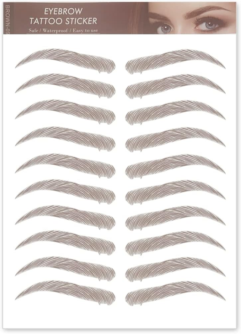 Hair-Like Authentic Eyebrows 4D Brown Natural Tattoo Eyebrow Stickers Waterproof Imitation Ecological Lazy for Woman & Man Makeup Tool 9 Pcs