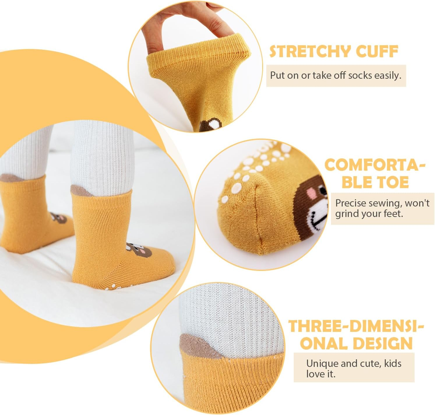 Unisex Baby Warm Thick Socks, Baby Toddlers Non-Slip Ankle Crew Socks Animal Breathable Children Floor Crawling Socks Soft Cotton Thermal Crew Socks for Infant Kids Baby Girls Boys 0-5 T 4-Packs image number 4