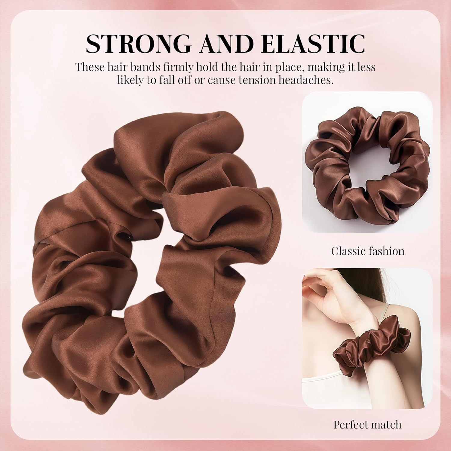 12 Pcs Silk Scrunchies, Soft Hair Accessories for Women & Girls, Elastic Hair Ties & Scrunchies for Women for Work, Yoga, Parties (Assorted Colours) image number 4