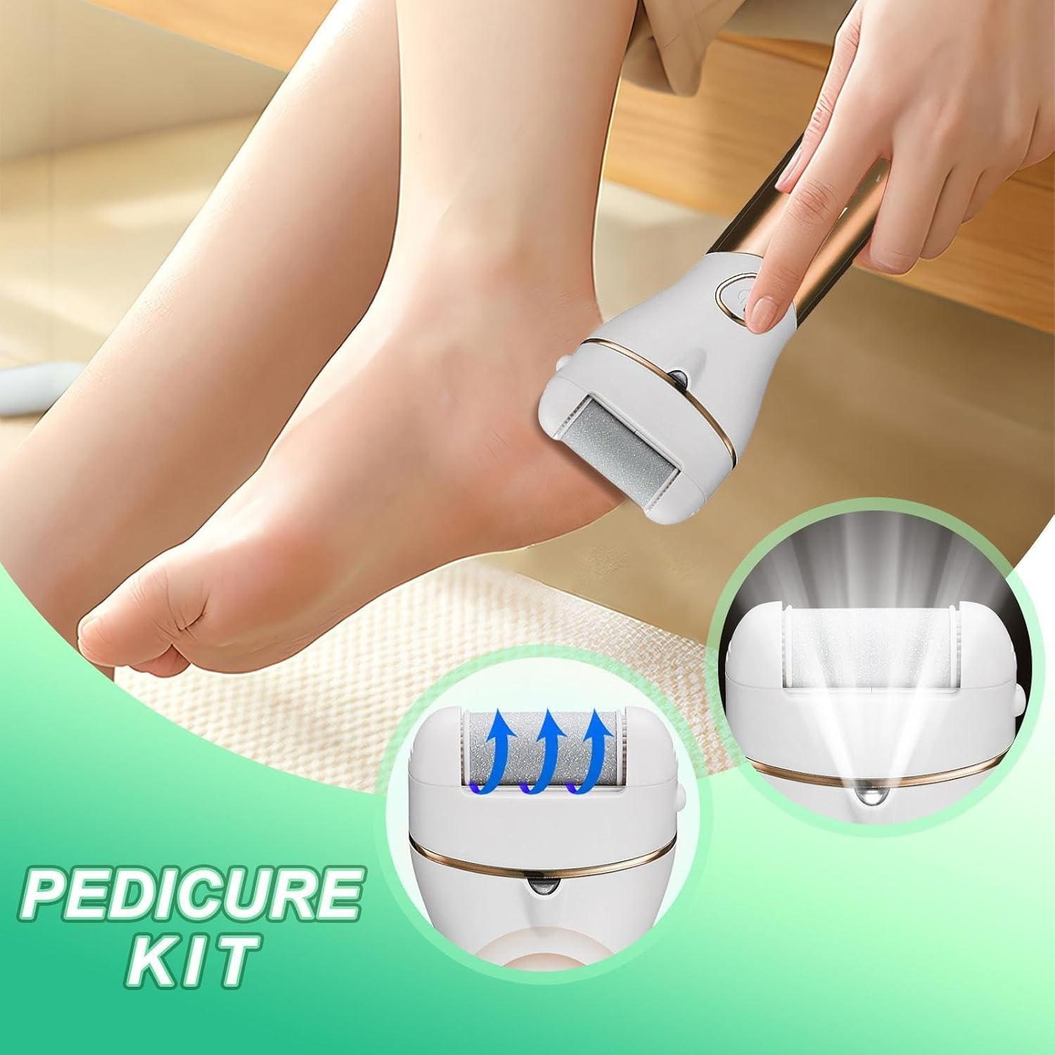 Foot File Callus Remover | Rechargeable Foot Scrubber Dead Skin Remover,Calloused Feet Remover Tool, Foot Care Kit for Thick Calluses, Rough Skin, Cracked Dry Skin image number 2