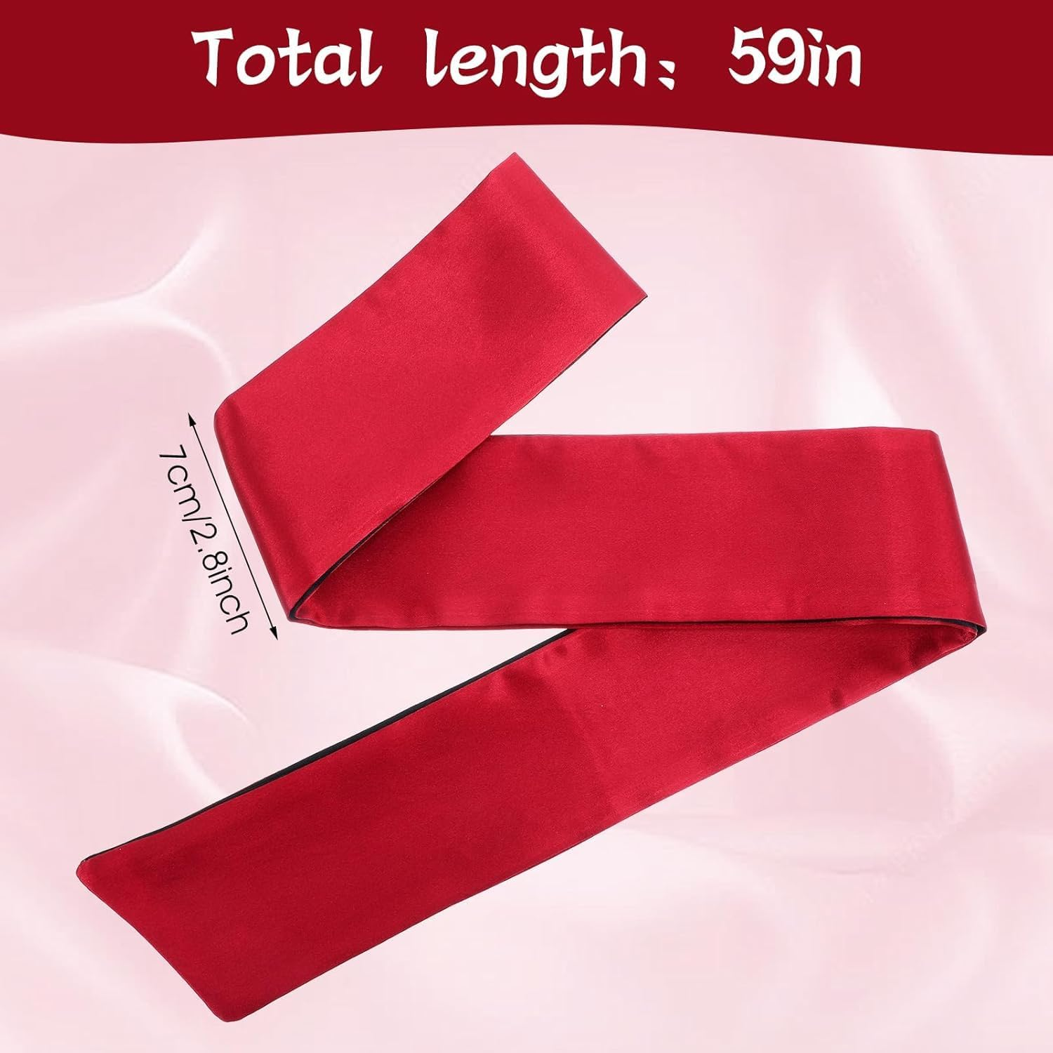 Satin Eye Mask Blindfold, 2Pcs Adjustable Comfortable Eye Blindfold Soft Satin Eye Covers, Silk Sleep Mask Cover Band for Sleeping, Red image number 5