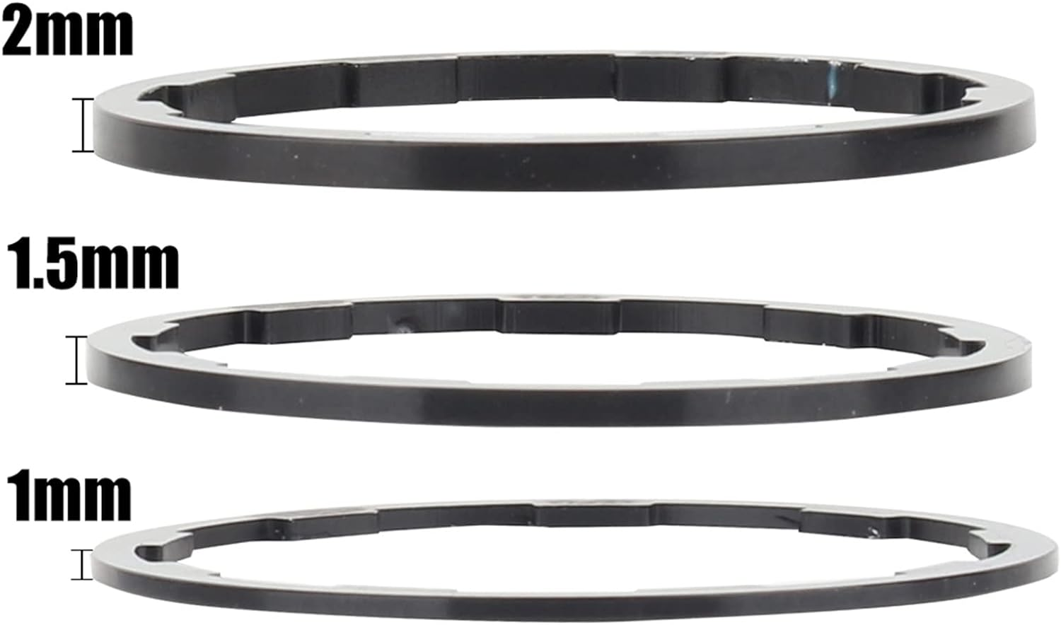 Bike Spacer, 3 Pcs Set 3 Size Bicycle Headset Spacer Bike Cassette Spacer Included Bicycle Flywheel Hub Spacer 1Mm 1.5Mm 2Mm Cycling Bottom Bracket Axle Washer Gasket image number 1