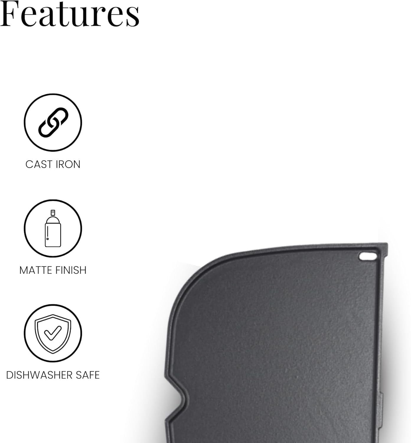 CAMPAQUIP Half Cast Iron Griddle Plate - Fits Weber Q N Series | Q2000N, Q2200N, Q2600N+, Q2800N+ | Heavy-Duty Cookware for Outdoor Use | BBQ Hot Plate image number 2