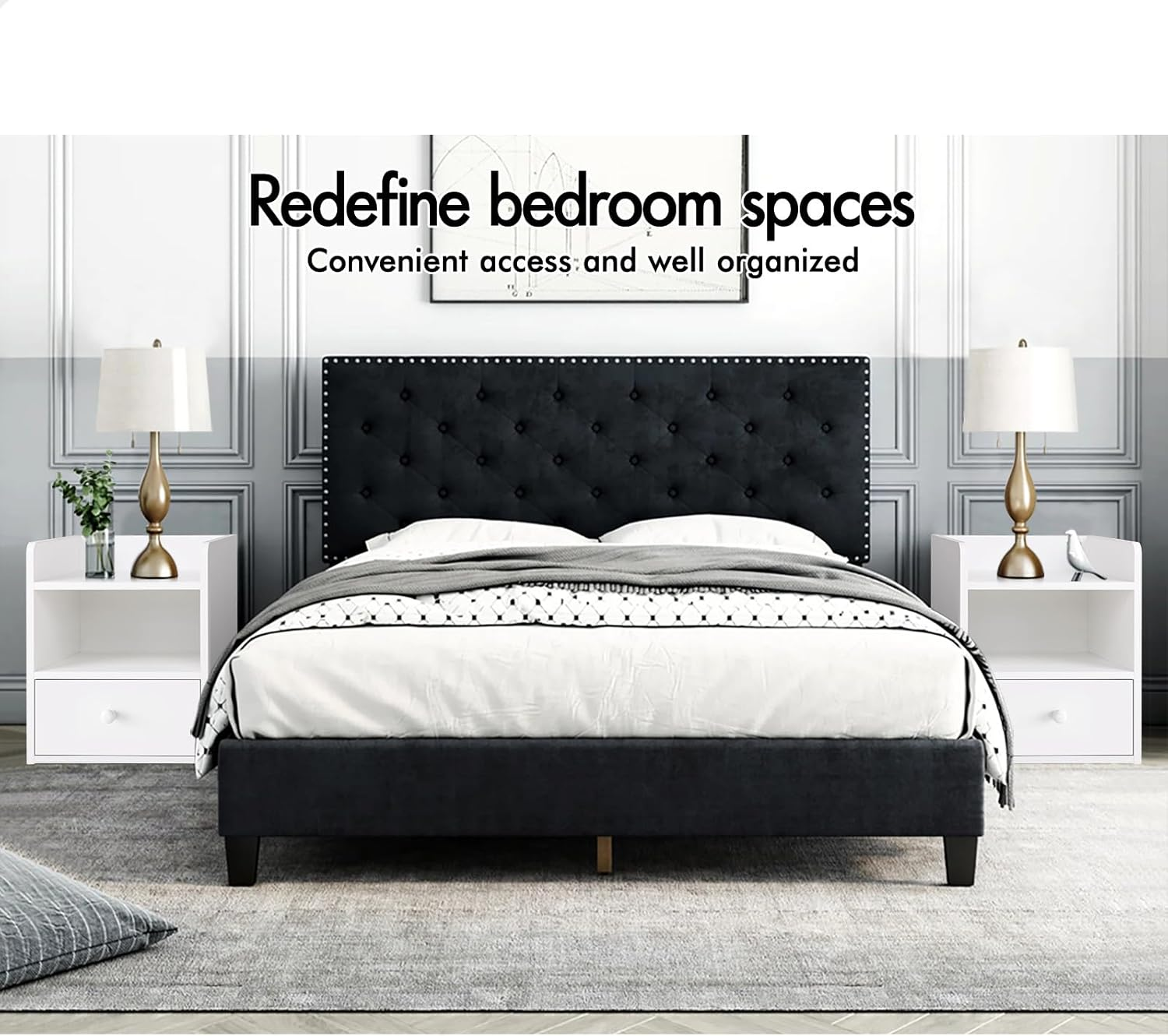 ALFORDSON Bedside Table with Drawer, Nightstand Cabinet Organiser 37.5Cm X 34Cm X 45Cm, Wooden Furniture Bedroom Storage Side Chest End Table for Hallway, Bedroom and Living Room, White image number 2