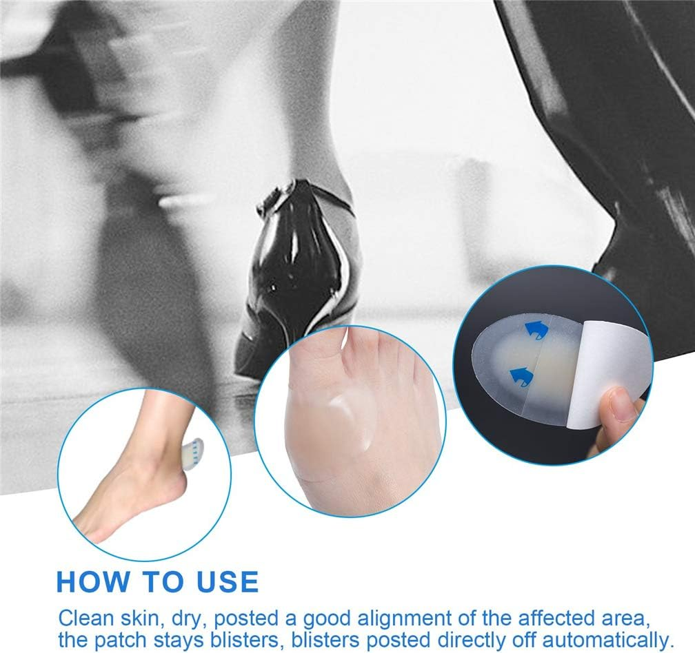 10 Pcs Gel Heel Blister Patch, Adhesive Waterproof Hydrocolloid Heel Protector, Blister Prevention Cushioned Bandage, for Foot Toe Heel Blister Recovery and Prevention Guard Skin Rubbing (20 X 65 Mm) image number 2