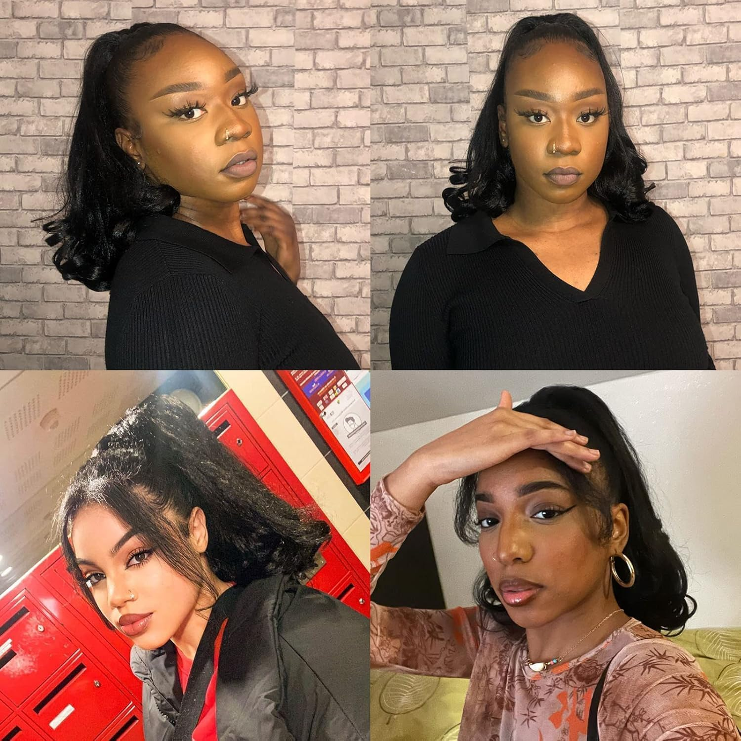 Nature Black Drawstring Ponytail for Women Yaki Straight Ponytail Extensions Tail Warped Pony Tail Extensions Natural Black Synthetic Bun Women'S Hair Piece (Black, One Size) image number 1