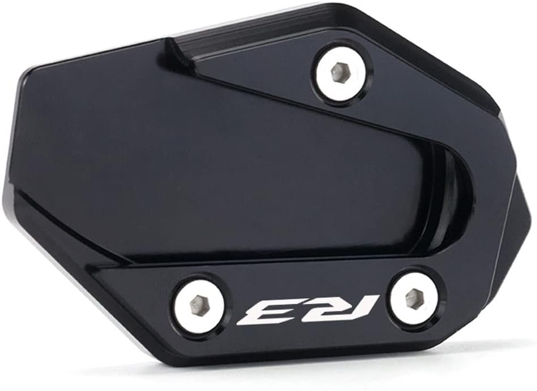 ESPEEDMTC for YAMAHA YZF-R3 2015-2020 Modified Side Stand Enlarger Plate Kickstand CNC Aluminum Alloy Enlarge Extension Accessories (Black)