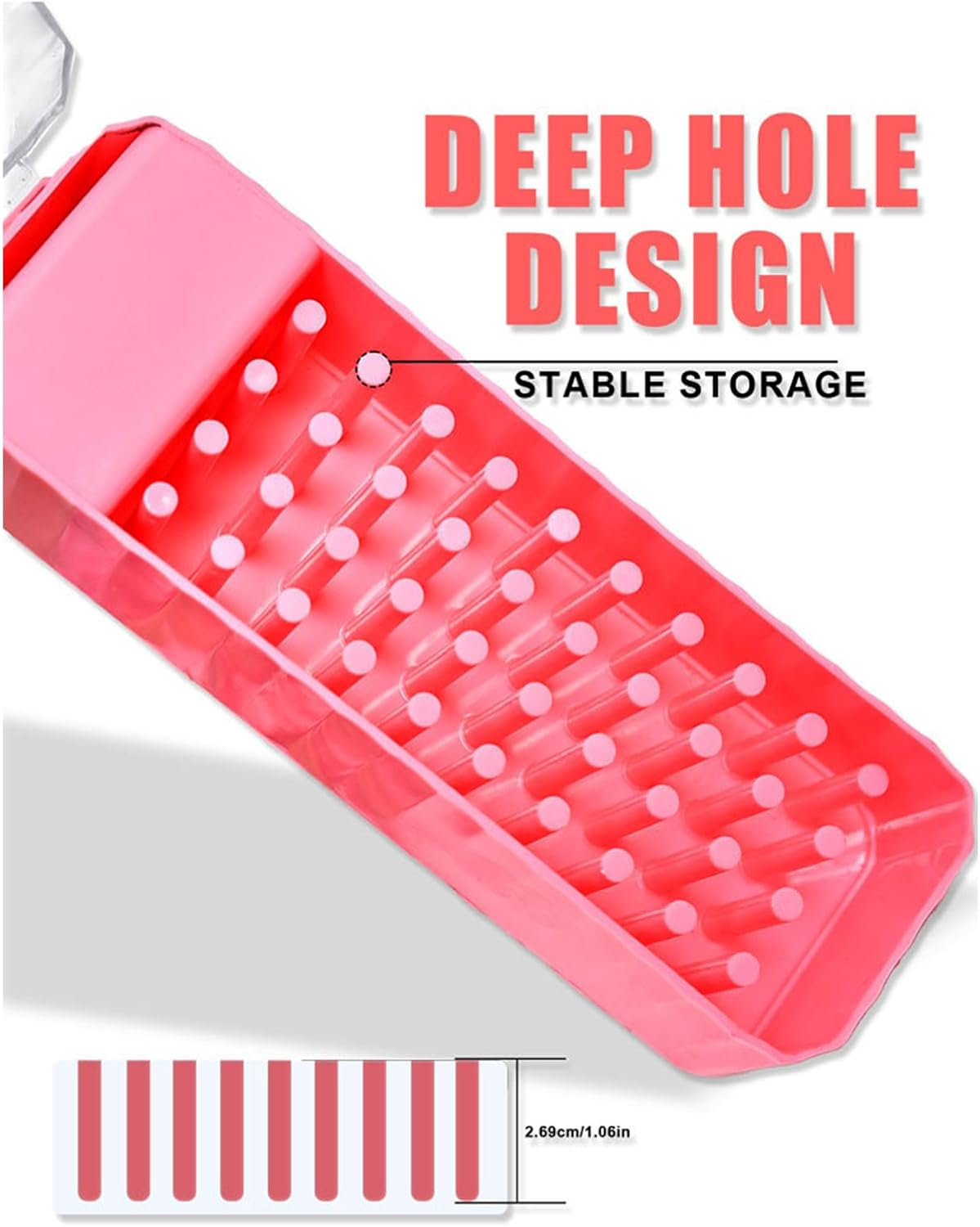 Daooibpa Nail Drill Bits Holder | 40-Hole Nail Drill Bit Container - Transparent Lid Grinding Tips Display Box Dustproof for Pedicure Prep Salon Workstation Art Detailing Youth Girl - Pink image number 4