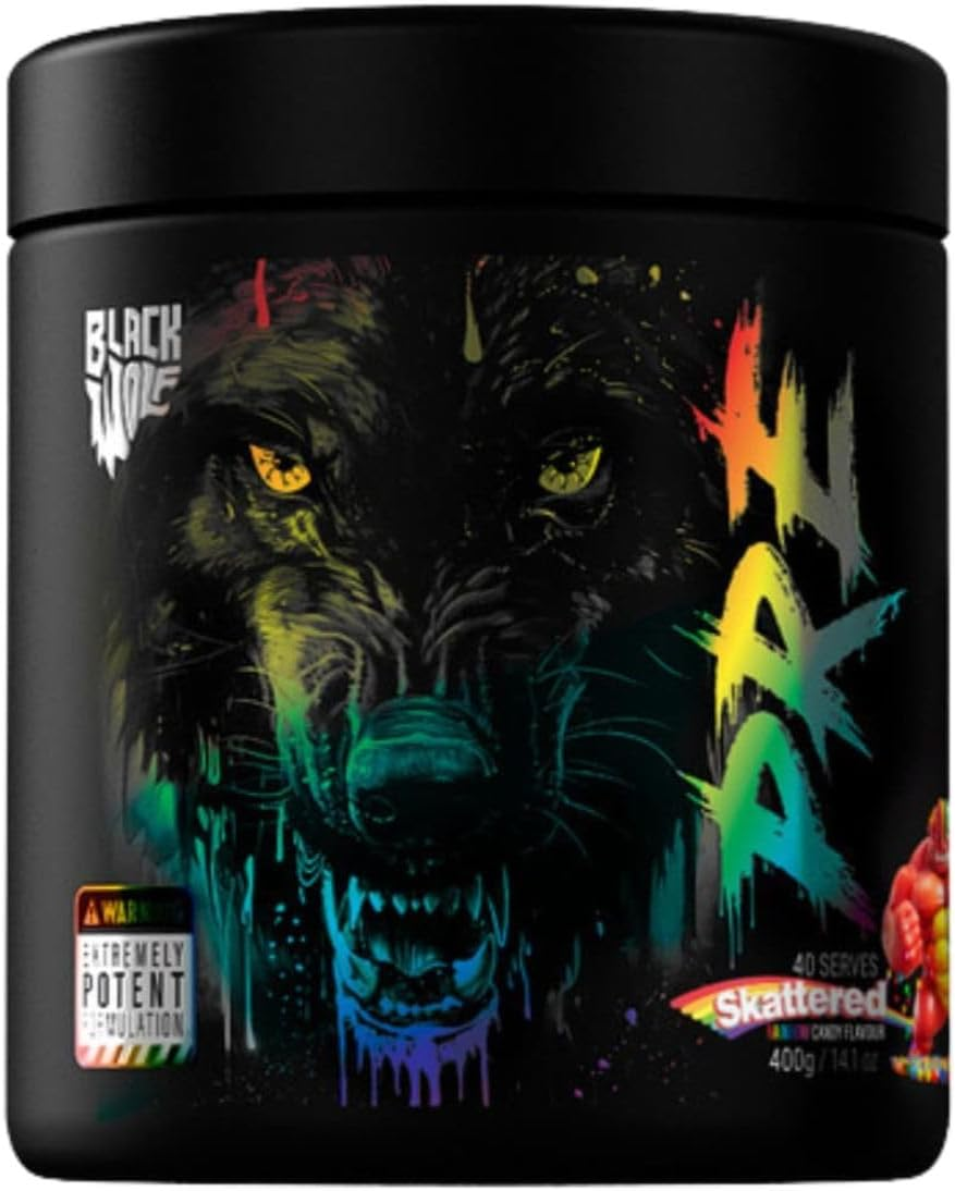 Black Wolf Nutrition Pre 40 Serves Skattered Rainbow Candy Extreme Potency Pre-Workout image number 1
