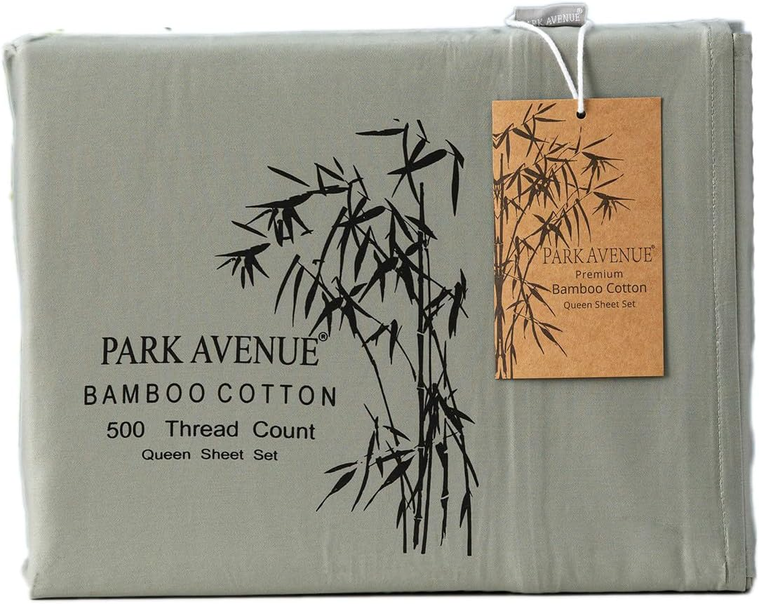Park Avenue 500 Thread Count Natural Bamboo Cotton Bed Sheet Set, Single, Jade image number 5