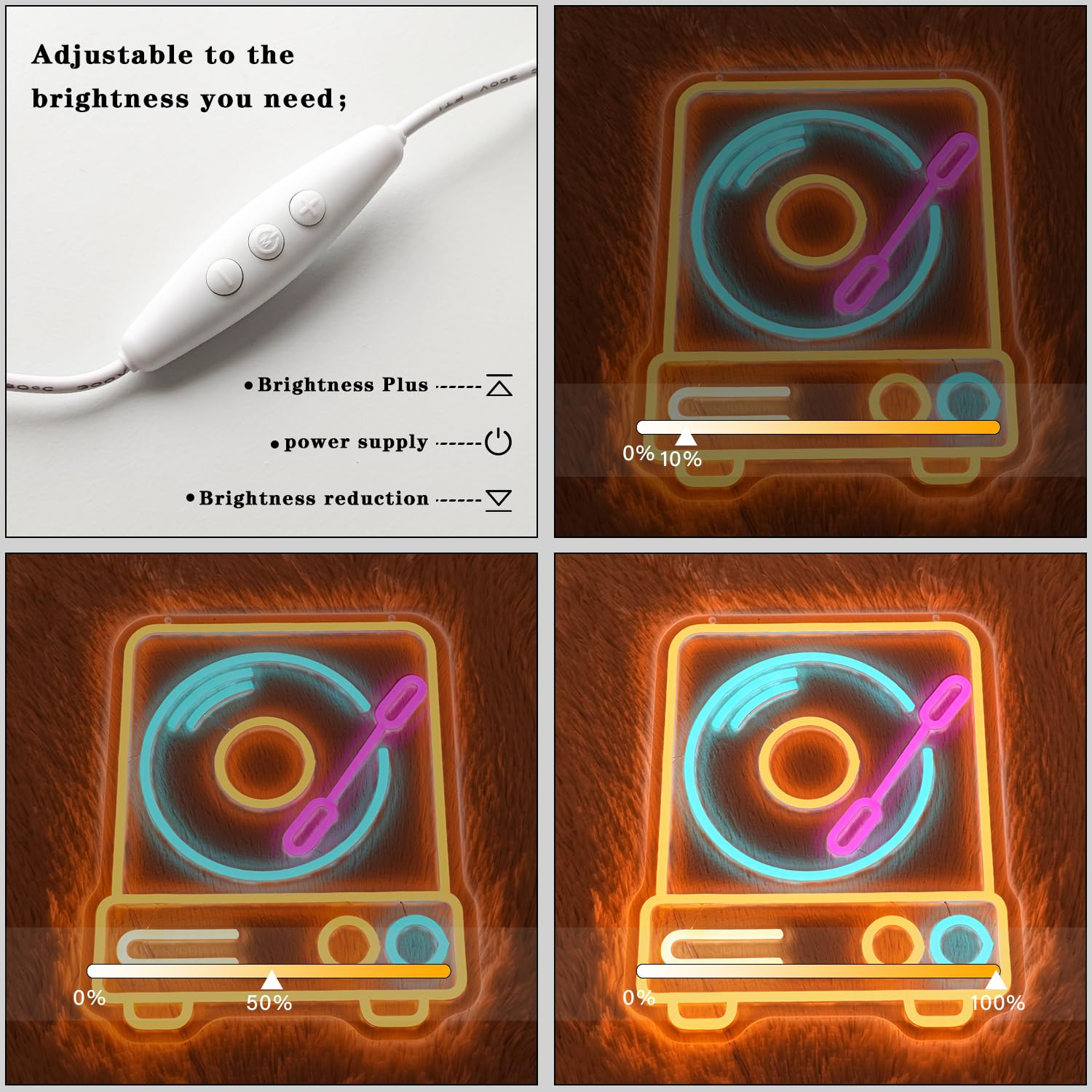 LMSIGNLY Record Player Neon Sign for Wall Decor Retro Music Record Neon Light Music Neon Light Sign Colorful Record Player LED Sign for Bedroom Music Classroom Concert Bar Party