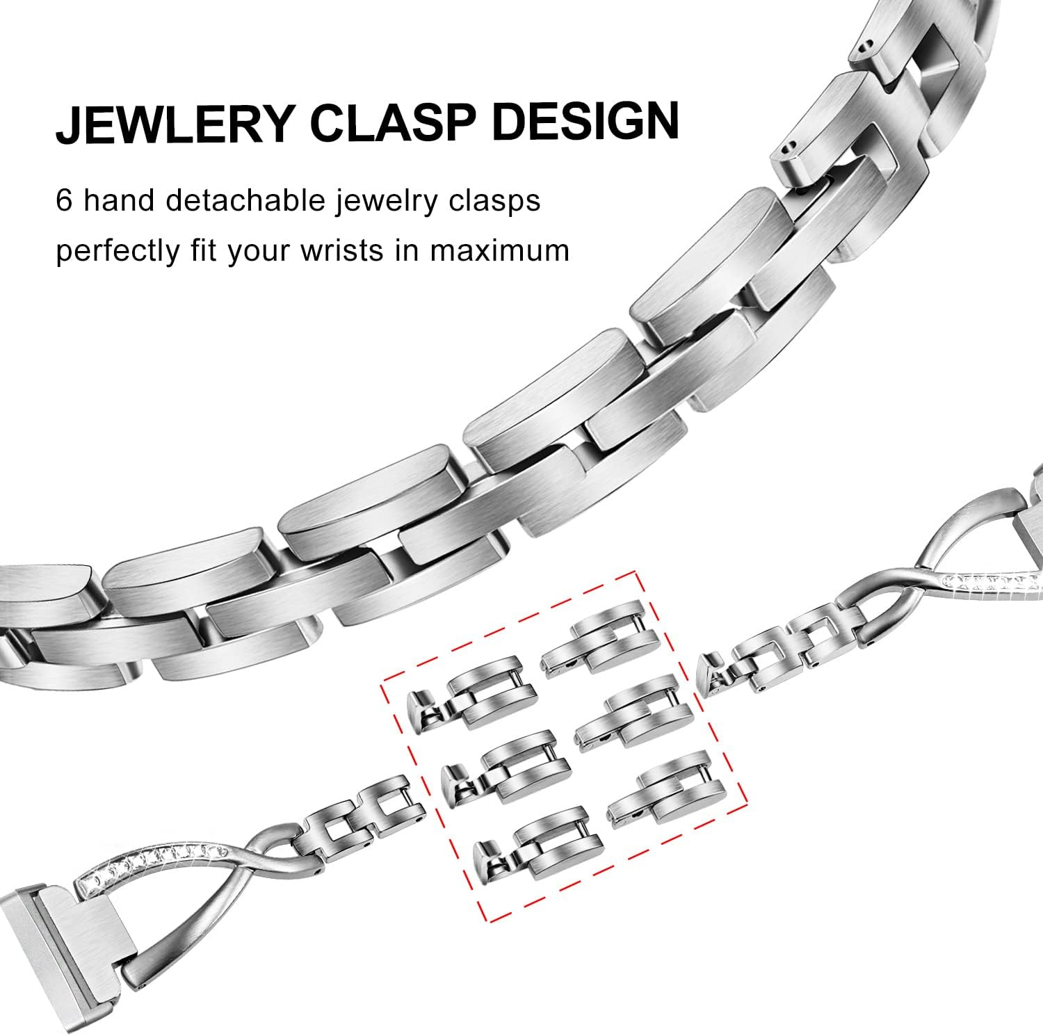 Trumirr Compatible with Fitbit Versa 4/Fitbit Versa 3/Fitbit Sense 2/Fitbit Sense Metal Bracelet for Women/Men, Stainless Steel Replacement Wristband image number 3