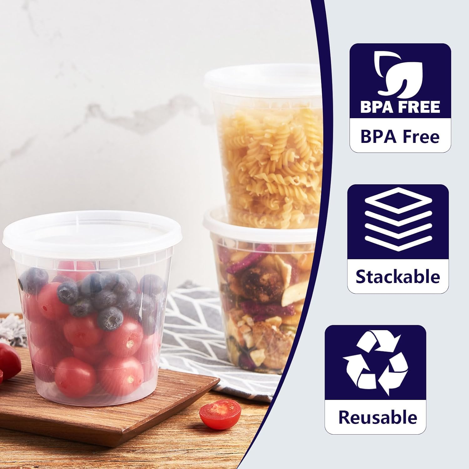 240-Pack 24 Oz Plastic Deli Containers with Lids - Leakproof, Bpa-Free Food Storage Containers with Lids - Microwave, Freezer & Dishwasher Safe - Ideal for Restaurants, Catering, and Large Families