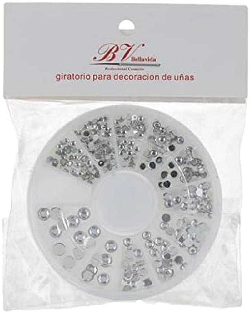 Bella Vida Silver Glitter Nail Decoration Wheel, One Size, Est&aacute;ndar
