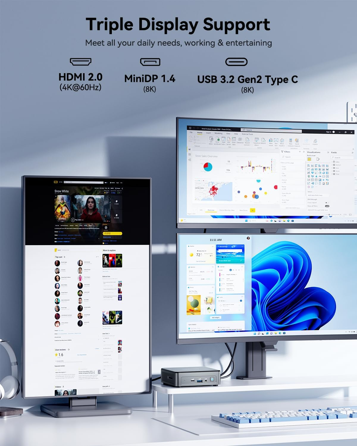 GEEKOM Air12 Mini PC (3-Year Quality Support) Intel Alder Lake N95, 16GB DDR5 512GB Nvme SSD Mini Desktop Computer, HDMI 2.0+Minidp 1.4+USB-C, SD Slot, Wifi 6, Gigabit LAN, VESA for Home & Office image number 3