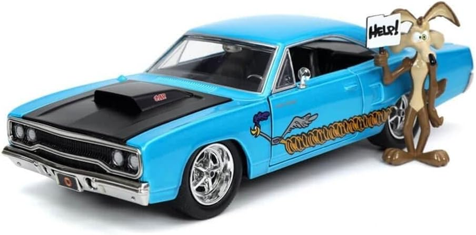 Jada Toys Looney Tunes - 1970 Plymouth Road Runner 1:24 Scale Diecast Car with Wile E Coyote Figure image number 5