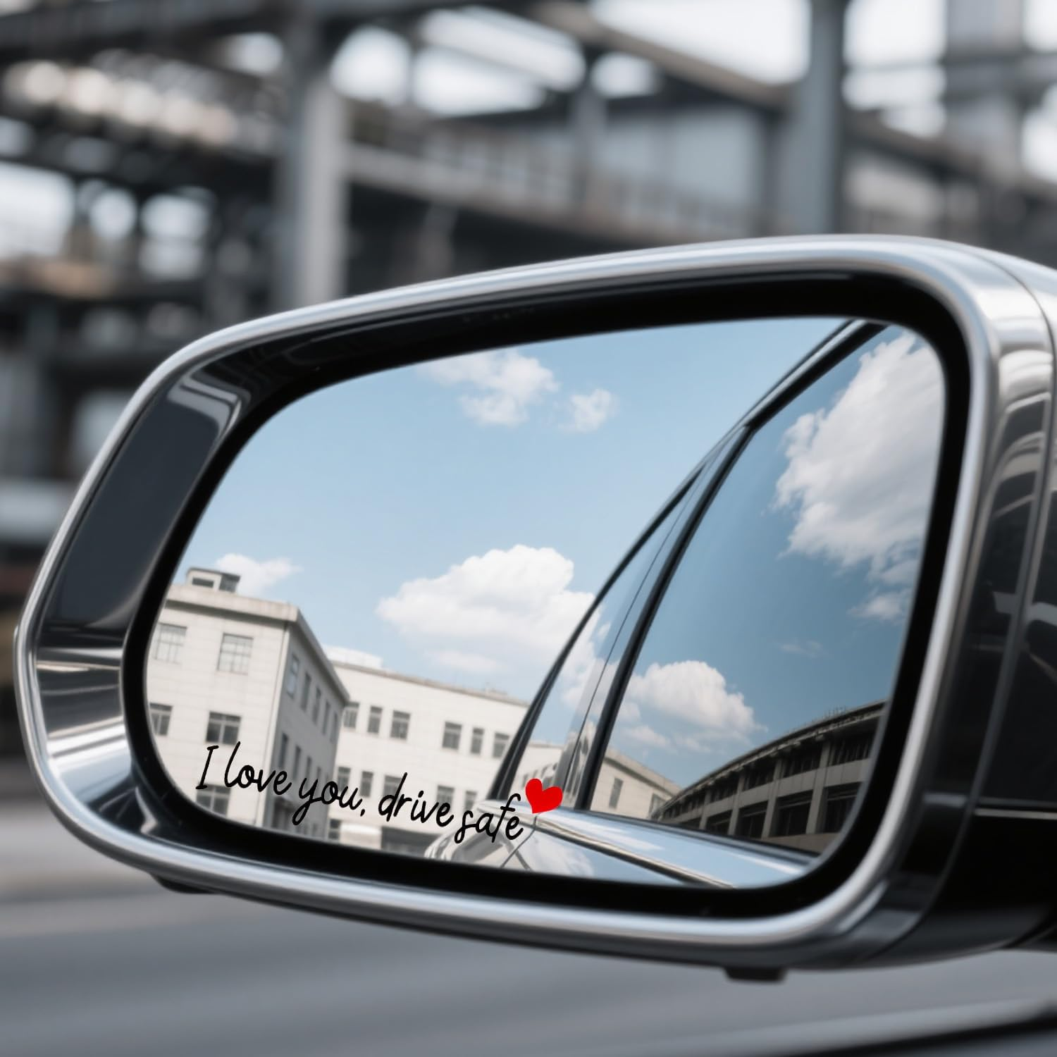 3Pcs I Love You Drive Safe Mirror Stickers, Cute Car Drive Safe Rear View Mirror Decals with Hearts Car Driving Stickers Automotive Accessories for Women Driver (Black) - Black image number 4