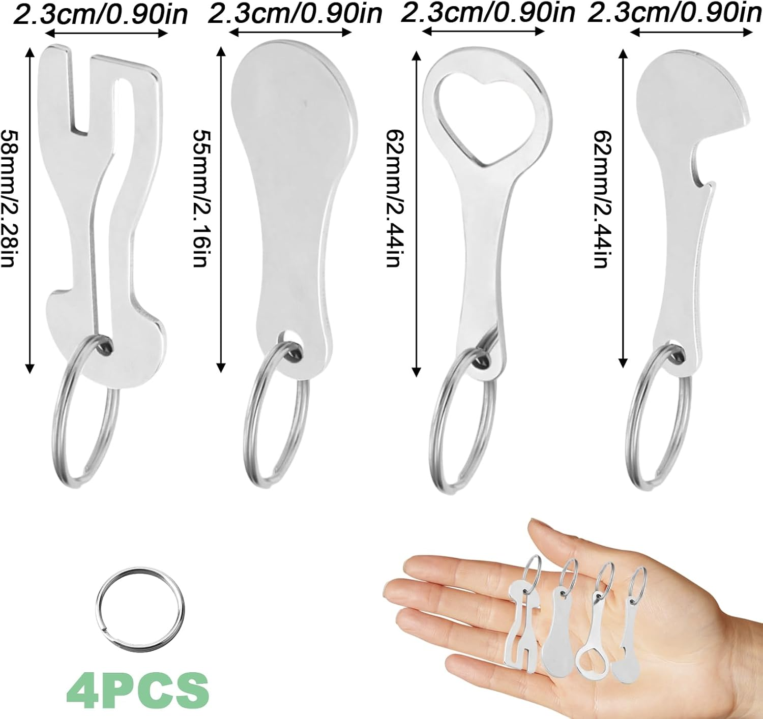 4 Pcs Trolley Key, Shopping Trolley Token Remover with Key Ring, Portable Tool for Unlocking Carts and Opening Bottles, Ideal for Supermarket Shopping image number 5
