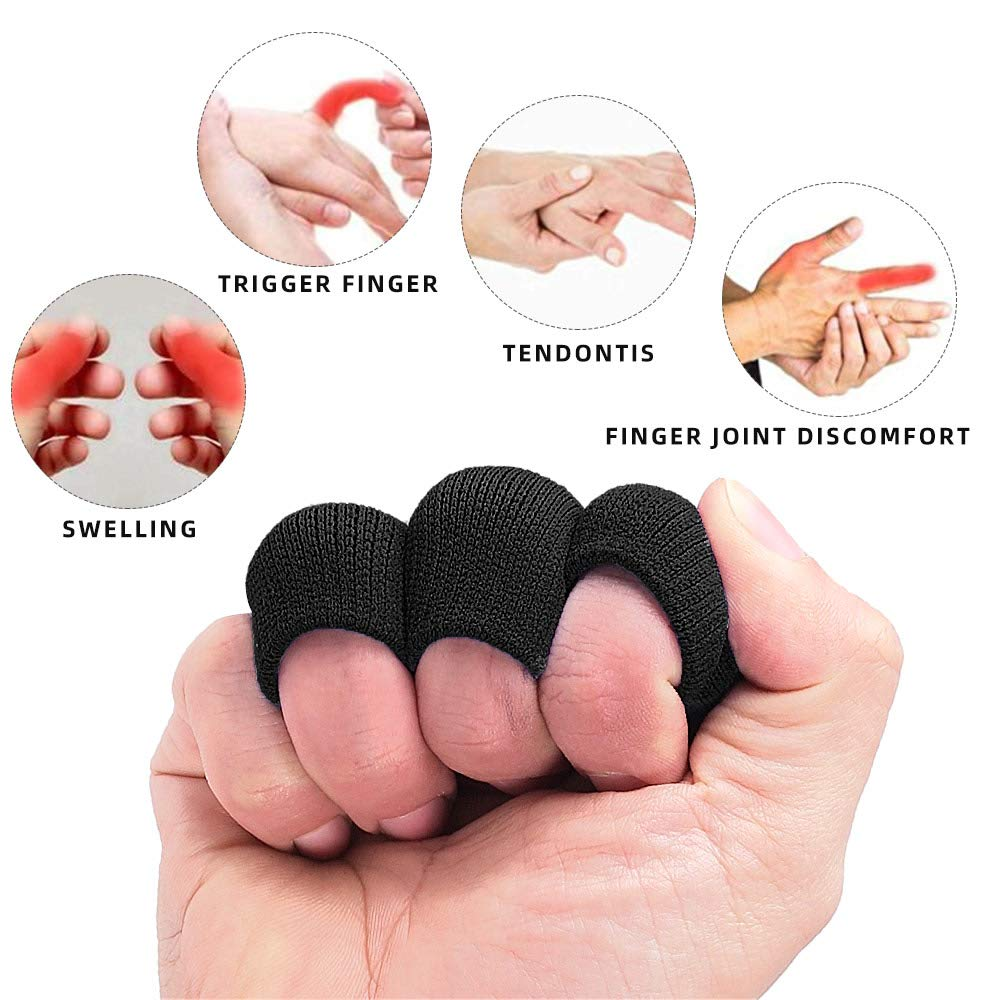 10-Pcs Finger Compression Sleeves &ndash; Breathable Support Brace for Finger Protection &ndash; Ideal for Basketball, Tennis, Cricket, Sports & Daily Use (Black) image number 6