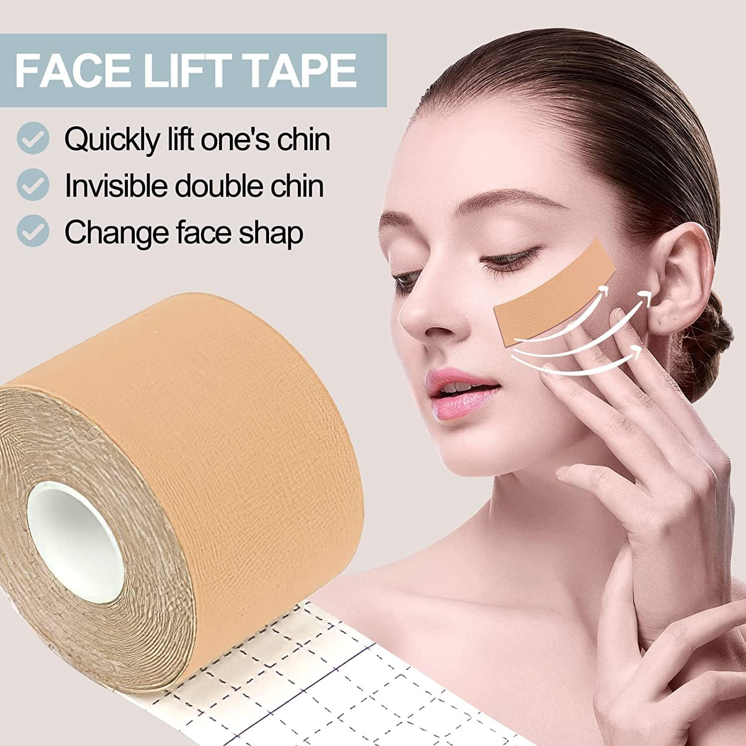 Anti-Wrinkle Myofascial Lift Tape, 1Roll Facial Myofascial Eye and Neck Toning Facial Face Lift Tape, Face Tightening and Lifting Patches for Women'S Skin, Skin image number 1