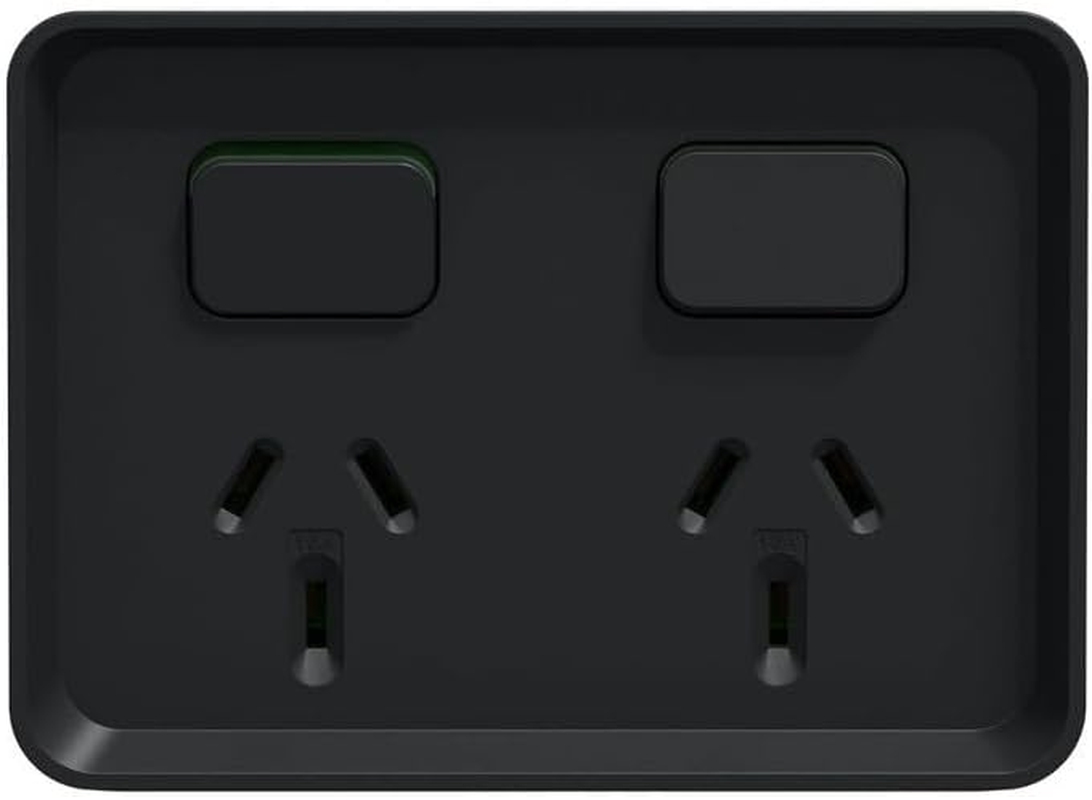 Clipsal 10A 250V Iconic Outdoor Twin Switched Socket Outlet, Black image number 4